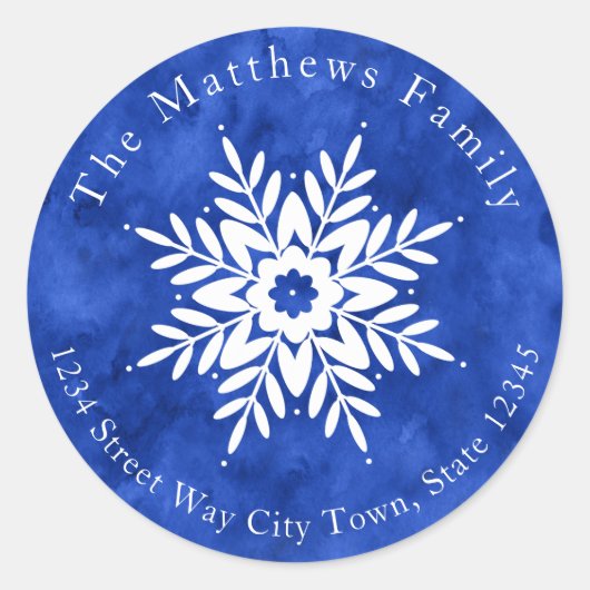 Dessin de flocon de neige 2, étiquettes d'aquarell (Devant)
