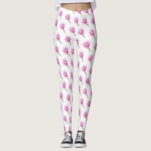 Dessin de floraison de fleurs roses leggings (Devant)