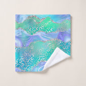 Dessin de géode d'agate bleu et vert (Gant de toilette)
