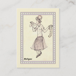 Dessin de la carte de visite Retro Flapper Girl 19