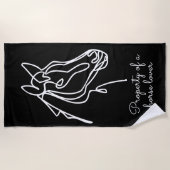 Dessin de la serviette de plage en noir et blanc (Devant)