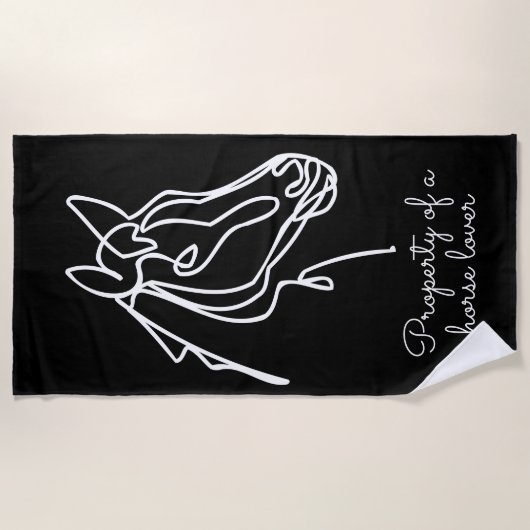 Dessin de la serviette de plage en noir et blanc (Devant)