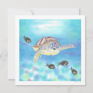 Dessin de la tortue de mer Merci plat / Carte de n