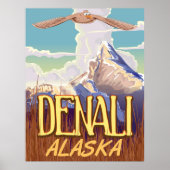 Dessin de l'Alaska de Denali poster de voyage vint (Devant)
