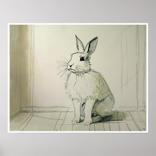 Dessin de lapin d'animal - Impression d'art (Devant)