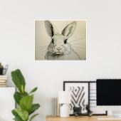 Dessin de lapin d'animal - Impression d'art (Bureau à domicile)
