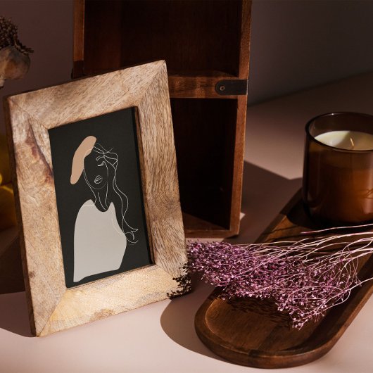 dessin de ligne blanche femme minimale affiche abs