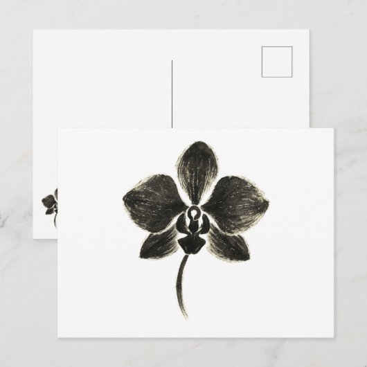 Dessin de ligne orchidée - Carte postale botanique (Devant / Derrière)