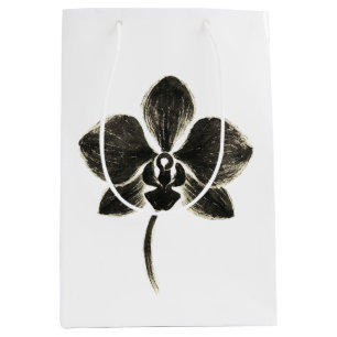 Dessin de ligne orchidée - Sac cadeau Floral moyen