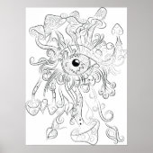 dessin de l'oeil de champignon affiche de couleur (Devant)