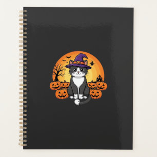 Dessin de lune de citrouille de chat de sorcière d