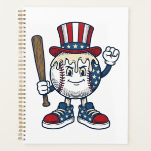 Dessin de mascotte de baseball patriotique gravure