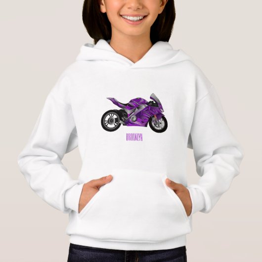 Dessin de moto de sport violet (Devant)