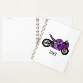 Dessin de moto de sport violet (Devant avec enveloppe)