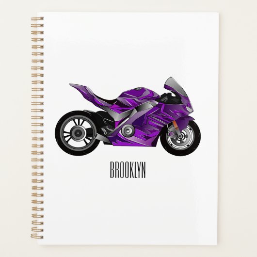Dessin de moto de sport violet (Devant)
