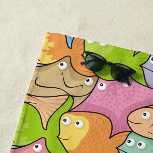 Dessin de pêche serviette de plage (En situation)