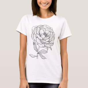 Dessin de pivoine, noir et blanc 3 T-shirt