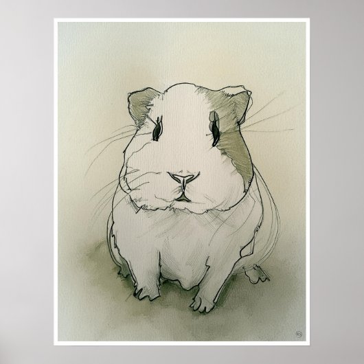 Dessin de porc de Guinée - Impression d'art (Devant)