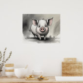 Dessin de porc - Impression d'art d'archives (Cuisine)