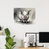 Dessin de porc - Impression d'art d'archives (Bureau à domicile)