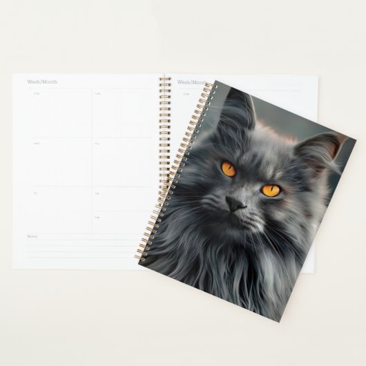 Dessin de portrait de chat majestueux à poils long (Devant avec enveloppe)