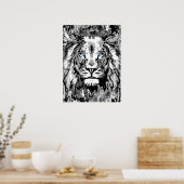 Dessin de portrait de lion gris - Poster de lion i (Cuisine)