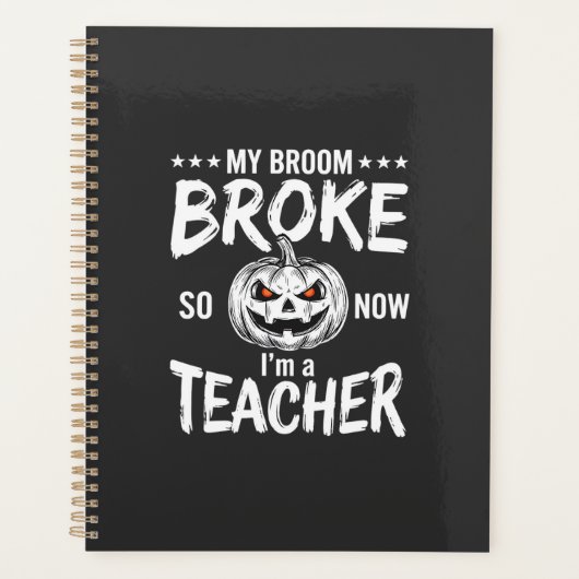 Dessin de professeur de Halloween drôle balai cass (Devant)