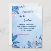 Dessin de roses bleues Carte de mariage (Devant)