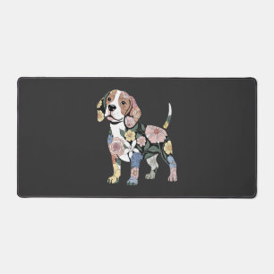 Dessin de silhouette de Beagle fleuri