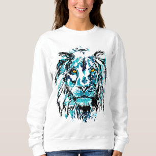Dessin de tête de lion bleu Sweatshirt Lion