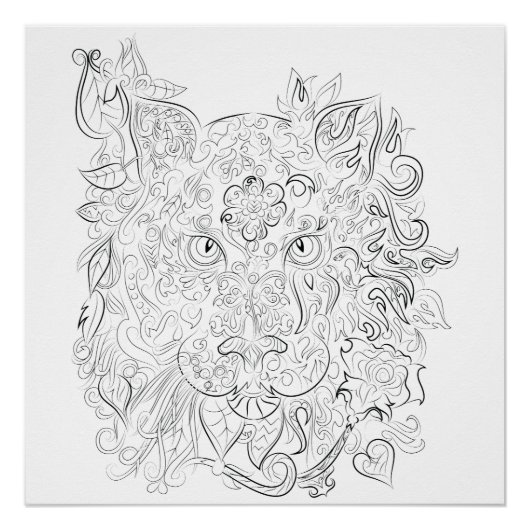 Dessin de tigre affiche de couleur adulte (Devant)