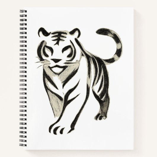 Dessin de tigre de marche - Design de Carnet d'enc (Devant)
