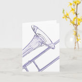 Dessin d'encre bleue de carte de voeux de trombone (Fleur jaune)