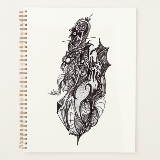 Dessin d'encre du cavalier ailé (Devant)