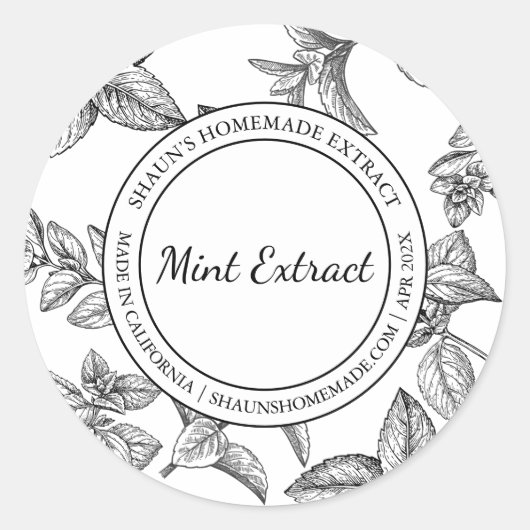 Dessin d'extraction de la menthe étiquette moderne (Devant)
