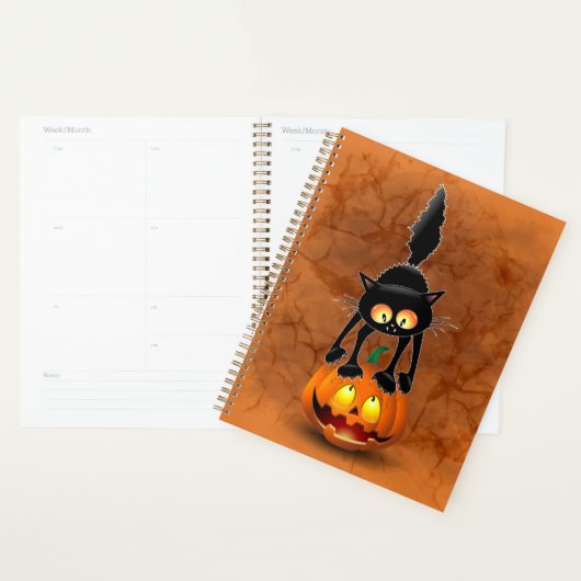 Dessin d'Halloween au chat effrayé sur Citrouille (Devant avec enveloppe)