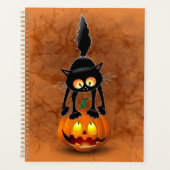 Dessin d'Halloween au chat effrayé sur Citrouille (Devant)