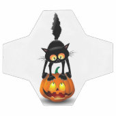 Dessin d'Halloween au chat effrayé sur Citrouille (Plat)