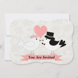 Dessin d'oiseaux mariage invitation couple