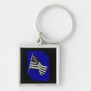 Dessin du drapeau américain sur porte-clés bleu