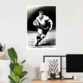 Dessin du joueur de rugby - Impression d'art (Bureau à domicile)