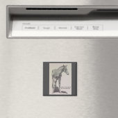Dessin d'un colt nommé "Peaches" sur un aimant (In Situ (Lave-vaisselle))
