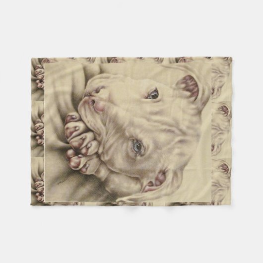 Dessin d'un Pitbull blanc sur la couverture (Devant (Horizontal))