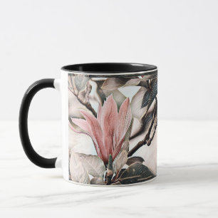 Dessin d'une branche de magnolia rose Mug