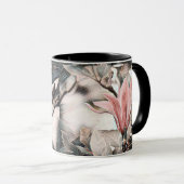 Dessin d'une branche de magnolia rose Mug (Devant droit)