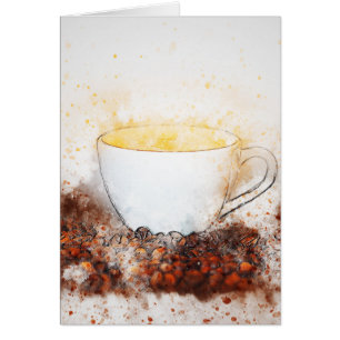 Dessin d'une Hot Cup de café parmi les fèves de ca