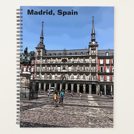 Dessin d'une place à Madrid, Espagne (Devant)