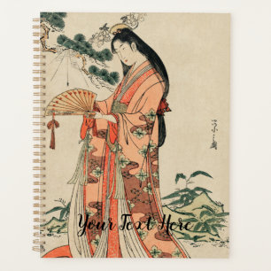 Dessin en bois ancien d'une femme japonaise