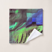 dessin en mosaïque Abstraite de vert et bleu rusti (Gant de toilette)