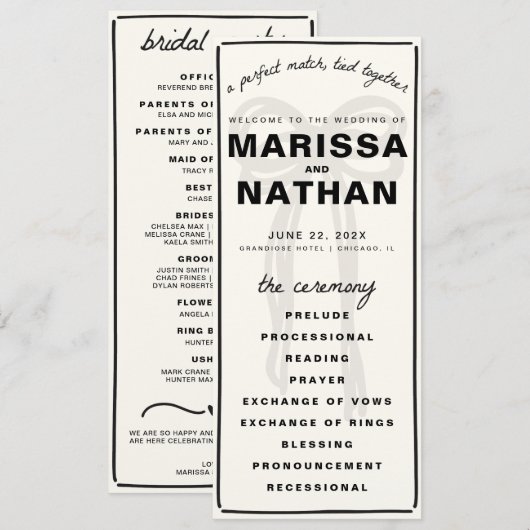 Dessin Ensemble Programme De Mariage De Bow (Devant / Derrière)